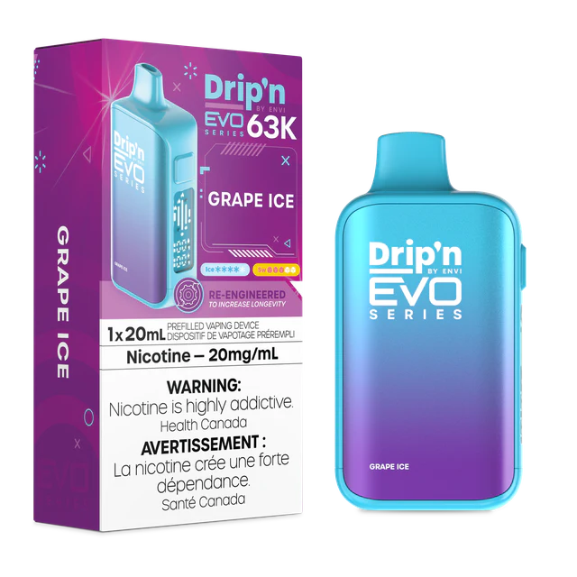 Drip'n EVO 63K Disposable Vape - Grape Ice